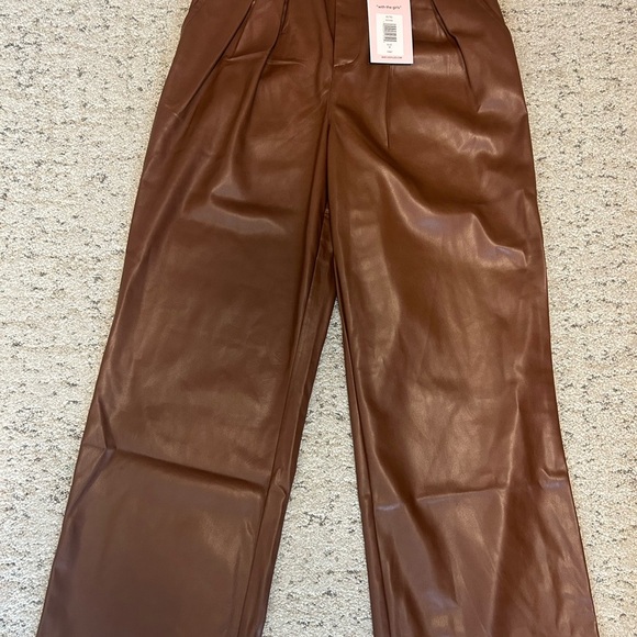NOT FOR SALE  Les Filles wide leg pleated vegan leather pants NWT size M - Picture 16 of 16